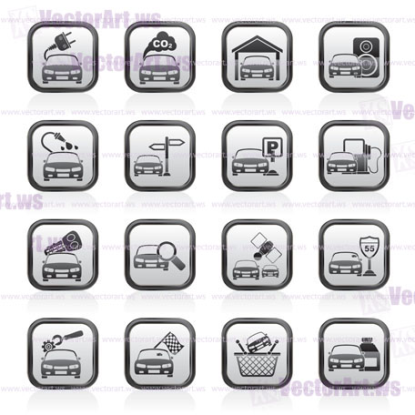 Car and road services icons - vector icon set