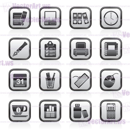 Business and office equipment icons - vector icon set