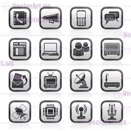 Communication, connection  and technology icons - vector icon set