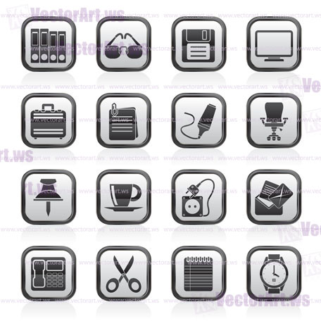 Business and office objects icons - vector icon set