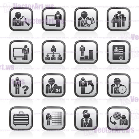 Business, management and hierarchy icons - vector icon set