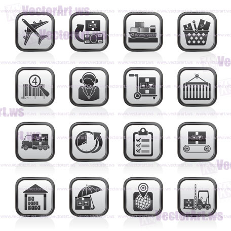 Cargo, logistic and shipping icons - vector icon set