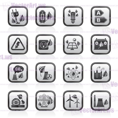 Green energy and environment icons - vector icon set