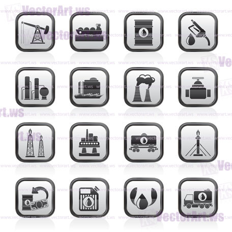 Petrol and oil industry icons - vector icon set