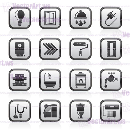 Construction and home renovation icons - vector icon set