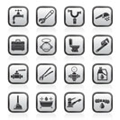 plumbing objects and tools icons - vector icon set