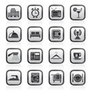 Hotel, motel and travel icons - vector icon set