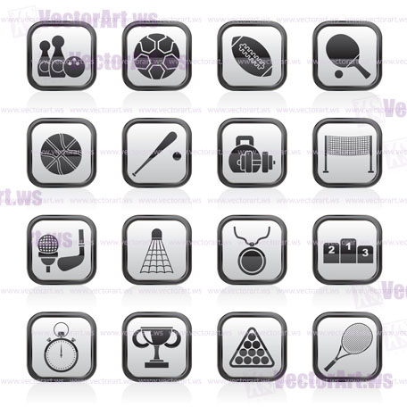 Sport equipment icons - vector icon set