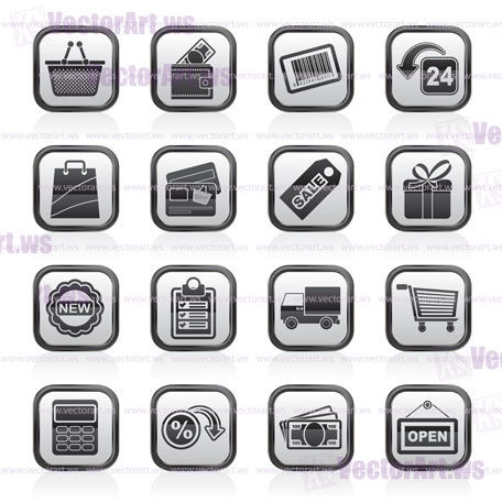 shopping and retail icons - vector icon set