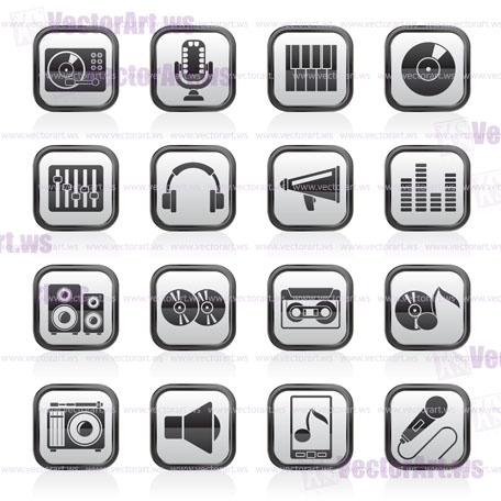 Music and audio equipment icons - vector icon set