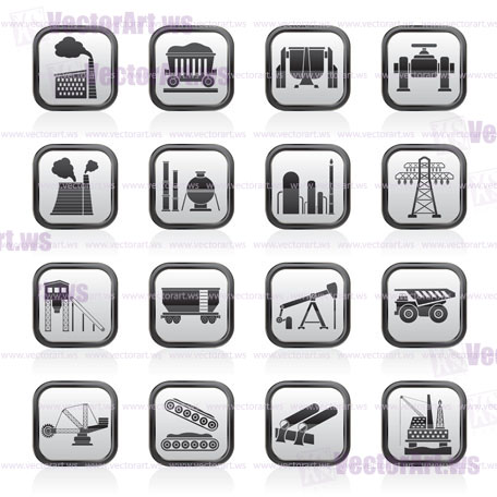 Heavy industry icons - vector icon set