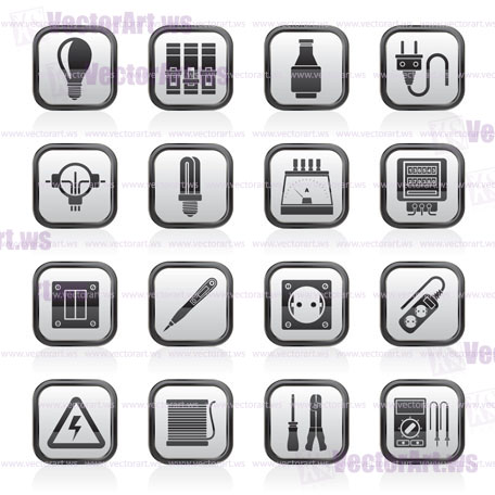 Electrical devices and equipment icons - vector icon set