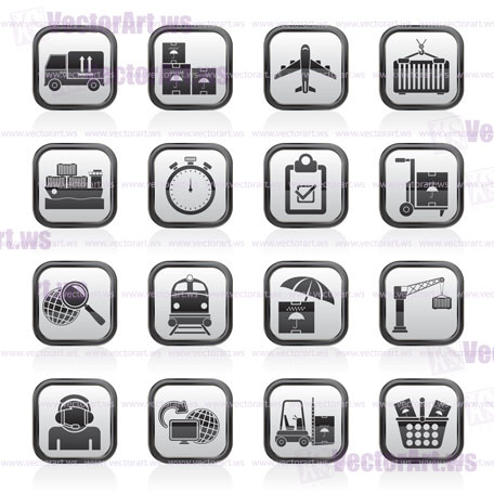 Cargo, shipping and logistic icons - vector icon set