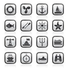 Marine and sea icons - vector icon set