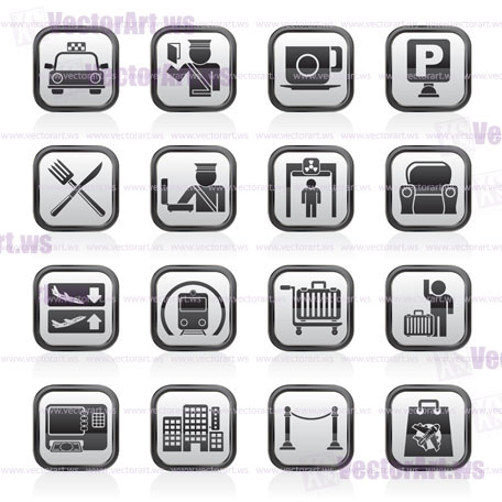 Airport, travel and transportation icons -  vector icon set 1
