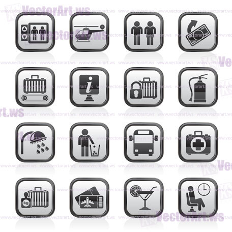 Airport, travel and transportation icons -  vector icon set 2