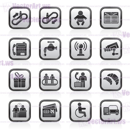 Airport, travel and transportation icons -  vector icon set 3