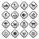 Warning Signs for dangers in sea, ocean, beach and rivers - vector icon set 2