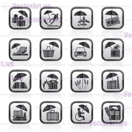 insurance, risk and business icons - vector icon set