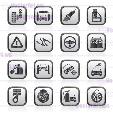 Car and road services icons - vector icon set