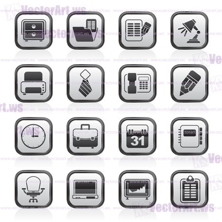 Business and office equipment icons - vector icon set