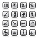 Gardening tools and objects icons - vector icon set