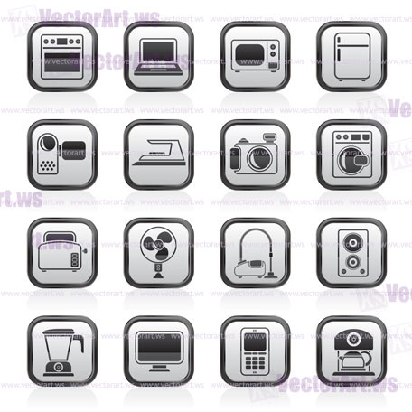 household appliances and electronics icons - vector, icon set