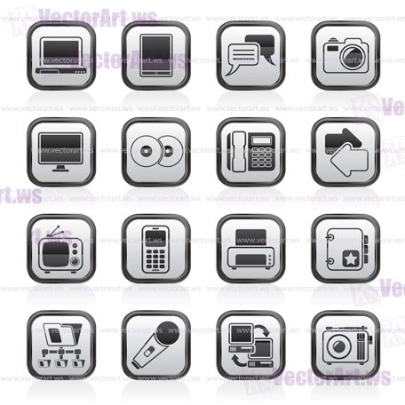 Communication and connection technology icons - vector icon set