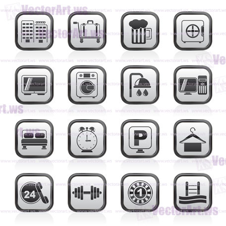 Hotel and motel icons - Vector icon Set