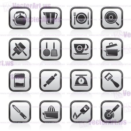 kitchen gadgets and equipment icons - vector icon set