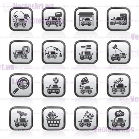 Car and road services icons - vector icon set