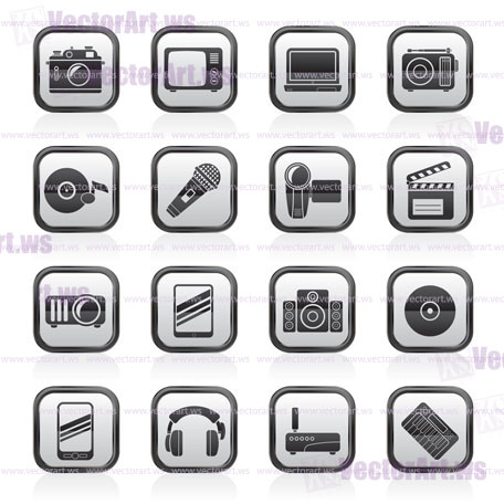Media and technology icons - vector icon set