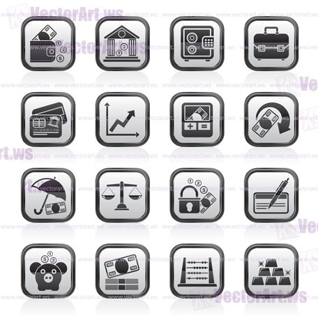 Business, finance and bank icons - vector icon set