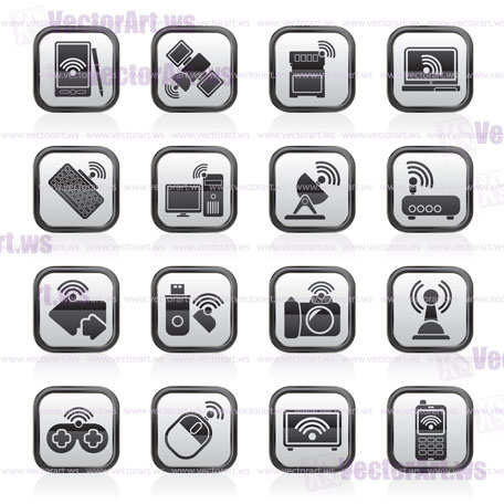 Wireless and communications icons - vector icon set