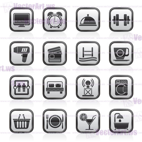 Hotel and Motel facilities icons - vector icon set