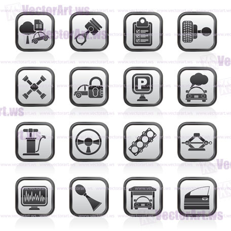 Car parts and services icons - vector icon set 2