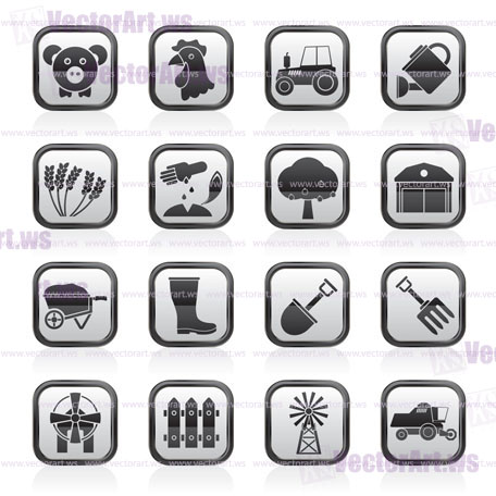 Agriculture and farming icons - vector icon set