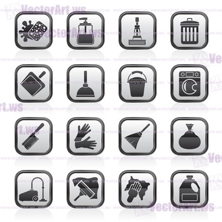 Cleaning and hygiene icons - vector icon set