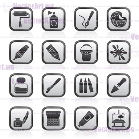 Painting and art object icons - vector icon set