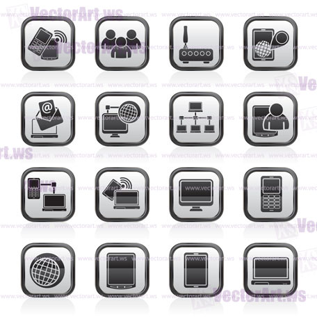 Communication and technology equipment icons - vector icon set