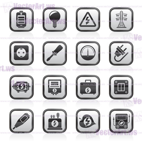 Electricity, power and energy icons - vector icon set