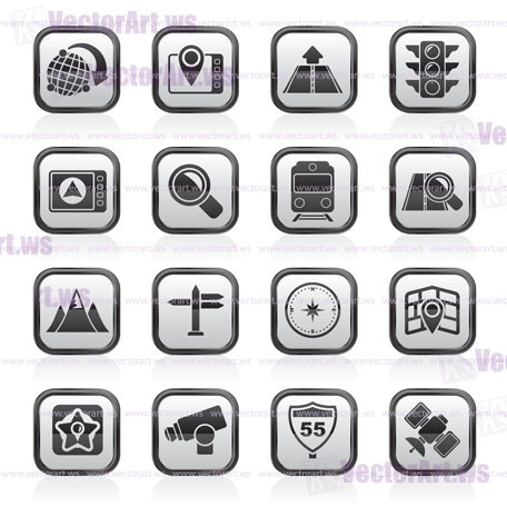 Map, navigation and Location Icons -vector icon set