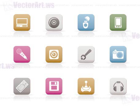 Computer and mobile phone Equipment Icons - Vector Icon Set