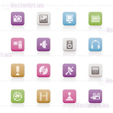 Media and household  equipment icons - vector icon set