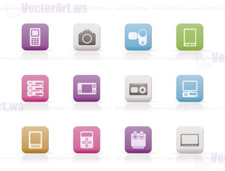 technical, media and electronics icons - vector icon set