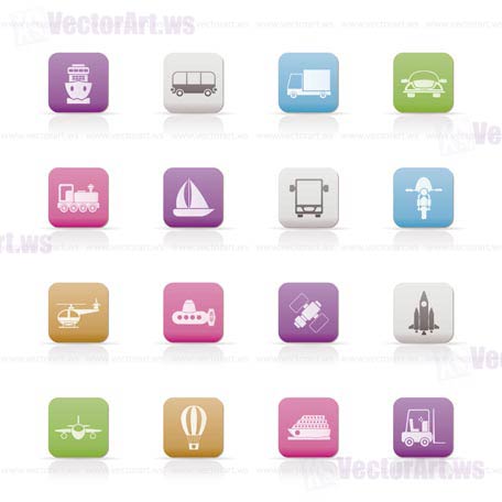 Transportation, travel and shipment icons - vector icon set