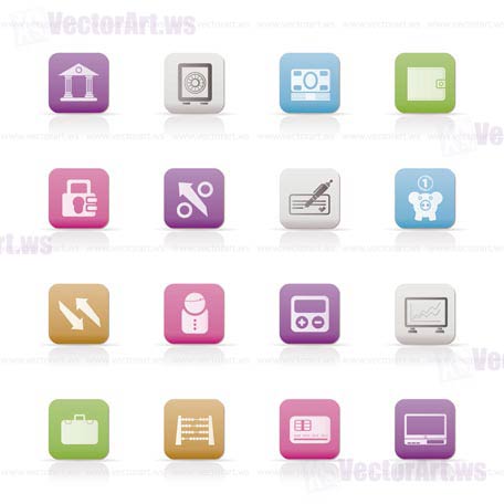 Bank, business and finance icons - vector icon set