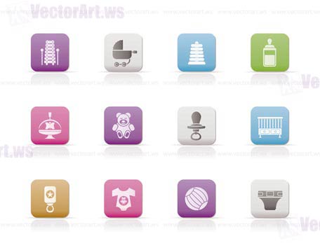 Child, Baby and Baby Online Shop Icons - Vector Icon Set