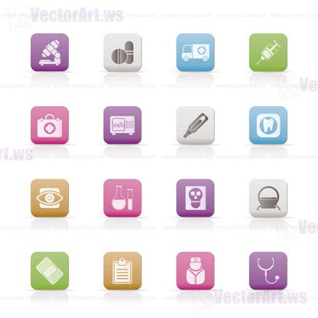 medical, hospital and health care icons - vector icon set