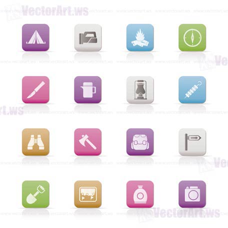 tourism and hiking icons - vector icon set